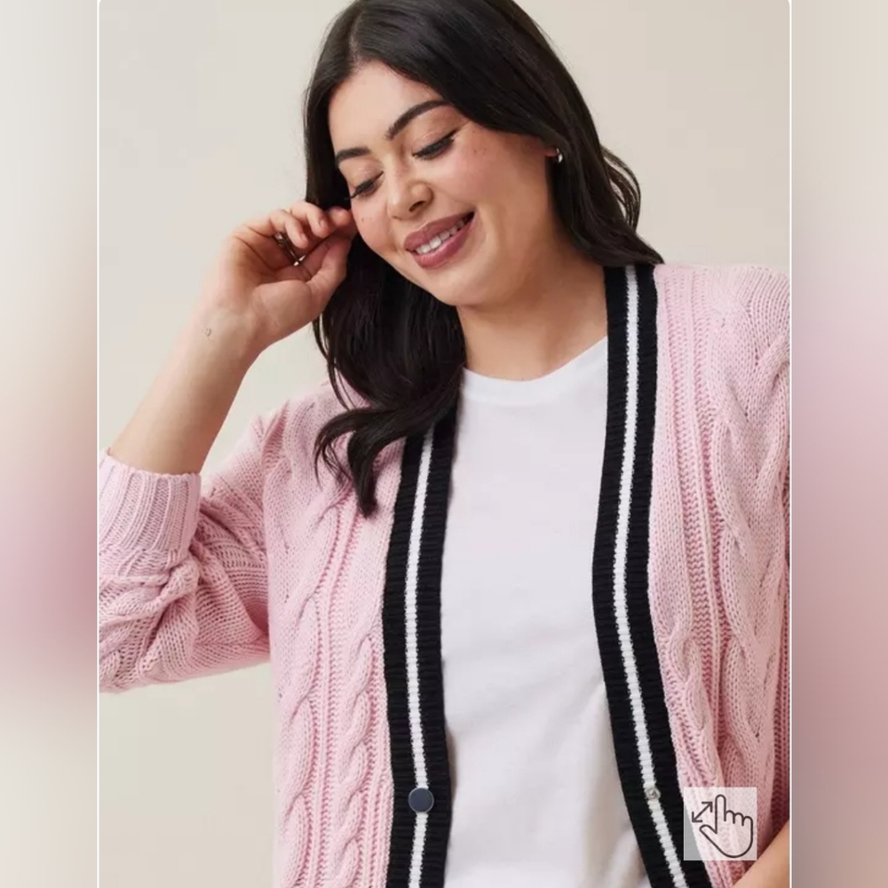 Torrid Cable Knit Boyfriend Cardigan V-Neck Sweater - Picture 2 of 5